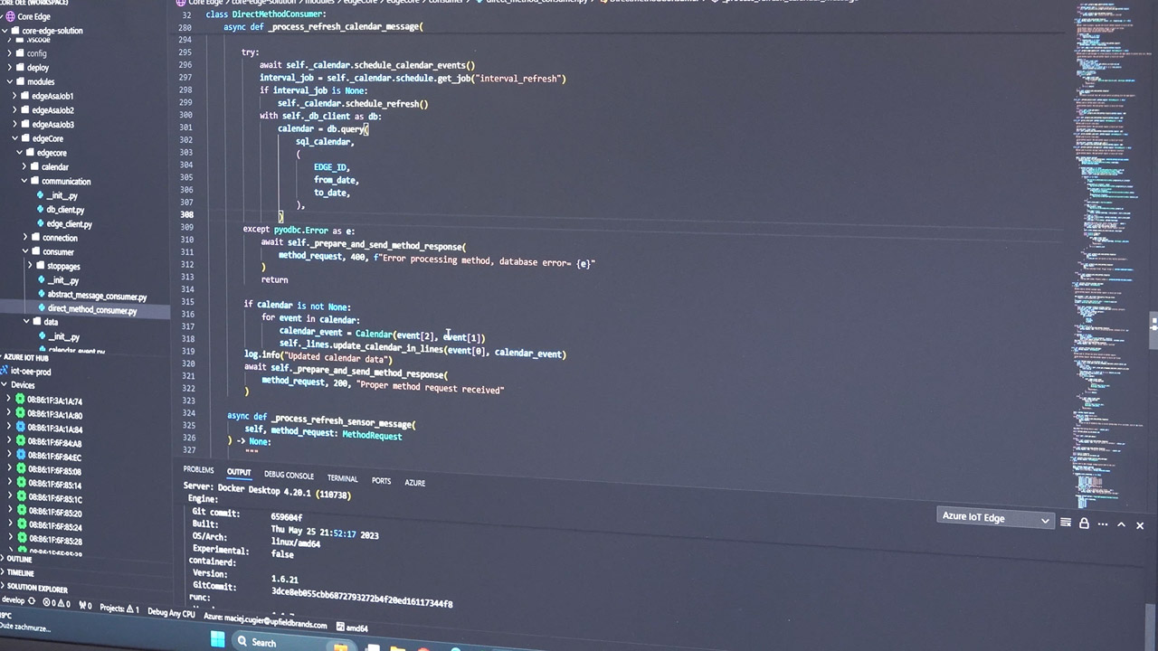Kod aplikacji Azure IoT Edge wykorzystywanej w architekturze danych CORE OEE